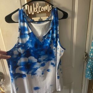 Elegant Blue Floral Tank Top